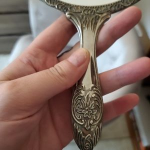 Vintage 1950's silver ornate hand mirror